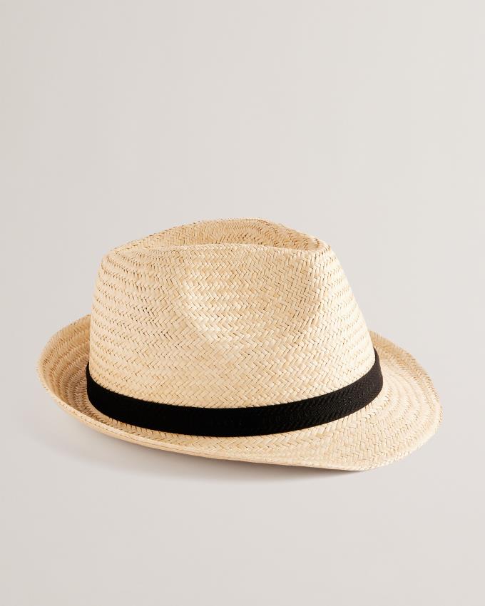 Chapeau Ted Baker Straw Trilby With Webbing Trim Beige Homme | GVQ-43537358